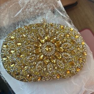 New ramla Handmade Gold Crystal Convertible Bag